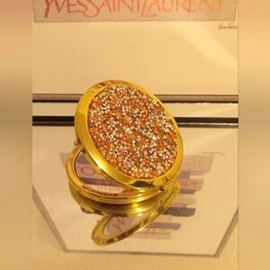 Gold and Silver Crystal Compact Double Mirror